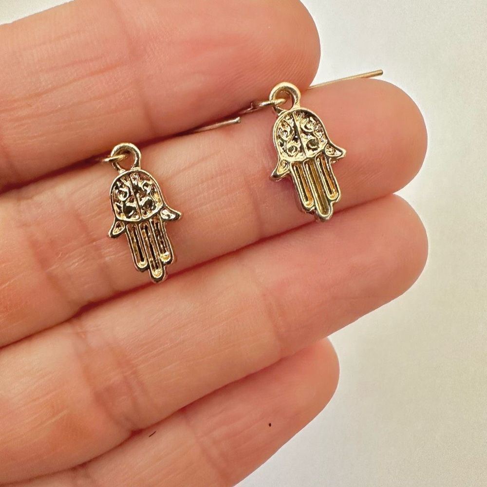 small gold tone hamsa earrings